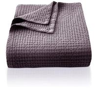 CHUFFED Coperta 100% Cotone 130 x 150 cm, Morbida e Traspirante Copriletto, Motivo a Gabbianella Leggera per Divano, Morbida e Soffice Coperta per Soggiorno, Divano o Poltrona, Colore: Uva Viola