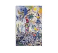 CHUHUAN Poster artistico da parete con Marc Chagall sul tetto parigino, poster artistico su tela, decorazione per soggiorno e casa, 30 x 45 cm