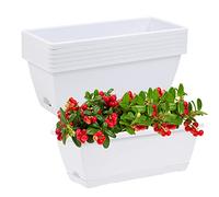 CHUKEMAOYI Vaso rettangolare in plastica per fiori e verdure da 17 pollici con piattini per interni ed esterni, giardino, patio, decorazione per la casa