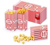 Chumix 150 Pezzi Sacchetti Pop Corn, 9x21 cm Rossi e Bianchi a Righe, Sacchetti Anti-Grasso, Perfetti come Porta Pop Corn per Popcorn, Patatine, Caramelle, Snack per Feste, Cinema in Casa