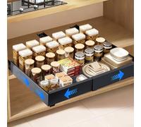 Chumix 2PCS Cassetto Estraibile Cucina, Cassetti Estraibili per Cucina Cassetto Telescopico con 3 Guide Estraibili Autoadesive, larghezza Regolabile da 32 a 52 cm, Nessuna Foratura, per Cucinas, Bagno