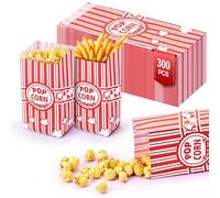 Chumix 300 Pezzi Sacchetti Pop Corn, 9x21 cm Rossi e Bianchi a Righe, Sacchetti Anti-Grasso, Perfetti come Porta Pop Corn per Popcorn, Patatine, Caramelle, Snack per Feste, Cinema in Casa