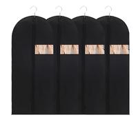Chumix 4 Pezzi Custodie per Abiti 140x60CM, Borsa Porta Abiti da Sposa, Porta Abiti Lungo con Cerniera, Copriabiti da Viaggio Antipolvere per Cappotti, Abito da sera, Giacca, Camicie, Nero