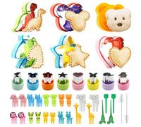 Chumix 40 Pezzi Formine per Biscotti per Bambini, Stampini per Biscotti in Acciaio Inossidabile, Stampi Biscotti per Sandwich, Frutta e Biscotti, con Maniglie Comode, Spiedini e Forchette per Frutta