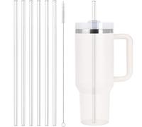 Chumix 6 Pezzi Cannucce Riutilizzabili per Stanley Cup, Cannucce Lunghe 30,5 cm per Accessori Stanley Cup 30/40 oz, Cannuccia per Borraccia, 6 Trasparenti Cannucces e 1 Spazzola per Una Facile Pulizia