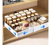 Chumix Cassetto Estraibile Cucina, Cassetti Estraibili per Cucina Cassetto Telescopico con 3 Guide Estraibili Autoadesive, larghezza Regolabile da 32 a 52 cm, Nessuna Foratura, per Cucinas, Bagno