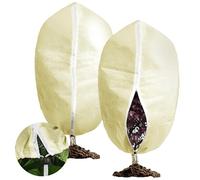 Chumix - Copripiante Invernale con Cerniera, Tessuto Non Tessuto Traspirante (70 g/m²) per Piante in Vaso, con Cordino di Fissaggio, Beige (2pcs 80x120cm)