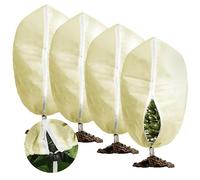 Chumix - Copripiante Invernale con Cerniera, Tessuto Non Tessuto Traspirante (70 g/m²) per Piante in Vaso, con Cordino di Fissaggio, Beige (4pcs 60x80cm)