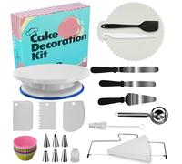 Chumix Set di Accessori per Torte - Piatto Girevole per Torte - Set Pasticceria con Kit Pasticceria Professionale da 28 cm, Spatole e Ugelli - Accessori per Torte