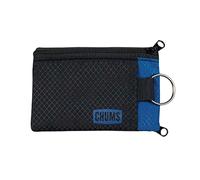 Chums Surfshorts Wallet - Portafoglio leggero con cerniera minimalista con finestra ID trasparente, resistente all'acqua con portachiavi (nero/blu), taglia unica, 18401127