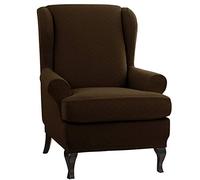 CHUN YI Rhombus Jacquard Copripoltrona Elegante Elastico reclinabile Wingback Copertura per sedia (sedia ad ala, cioccolato)