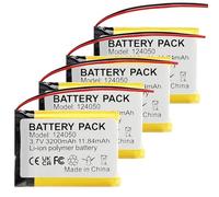 CHUNCAIL 4 batterie ai polimeri di litio 3,7 V 3200 mAh 124050 ricaricabili con connettore JST