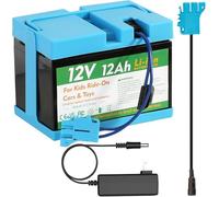CHUNCAIL Batteria al litio da 12 V, 12 Ah, con caricatore e cavo adattatore, per veicoli per bambini Peg Perego, batteria di ricambio