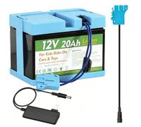 CHUNCAIL Batteria al litio da 12 V, 20 Ah, per veicoli per bambini Peg Perego, con caricatore e cavo adattatore