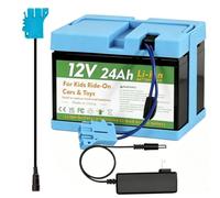 CHUNCAIL Batteria al litio da 12 V, 24 Ah, per veicoli per bambini Peg Perego, con caricatore e cavo adattatore