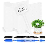 Chuner 90 targhette per piante in plastica, colore bianco, con 2 pennarelli, tappi per piante da scrivere, resistenti alle intemperie, per piante, accessori da giardino, per verdure, erbe, fiori