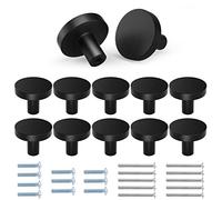 Chuner Pomelli per Mobili, Set da 10 Pomelli Cucina in Metallo Nero Opaco, Maniglie per Mobili da Cucina Moderni Circolari, Pomelli Armadio, Pomelli per Cassetti con Due Tipi di Viti