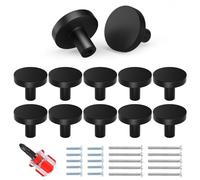 Chuner Pomelli per Mobili, Set da 10 Pomelli Cucina in Metallo Nero Opaco, Maniglie per Mobili da Cucina Moderni Circolari, Pomelli Armadio, Pomelli per Cassetti con Due Tipi di Viti