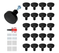 Chuner Pomelli per Mobili, Set da 20 Pomelli Cucina in Metallo Nero Opaco, Maniglie per Mobili da Cucina Moderni Circolari, Pomelli Armadio, Pomelli per Cassetti con Viti & Cacciavite