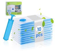 Chuner Set di 10 sacchetti sottovuoto per vestiti, 70 x 50 cm, materiale PA & PE, risparmio dell'80% spazio, sacchetti sottovuoto riutilizzabili per vestiti, pompa a mano inclusa