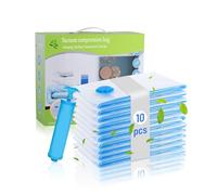 Chuner Set di 10 Sacchi Sottovuoto Piumoni, 80 x 60 cm, con Valvola Ermetica e Pompa a Mano, Senza BPA, per risparmiare l'80% di spazio, Grande Custodia Riutilizzabile