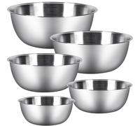 Chuner Set di ciotole per miscelazione [5 pezzi] in acciaio inox, in 5 misure (0,7 l/1,2 l/1,8 l/2,5 l/3,5 l), lavabili in lavastoviglie, insalatiere, ciotole e ciotole