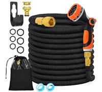 Chuner Tubo da Giardino Estensibile 15m, 10 Funzioni di Spruzzo Tubo Acqua con Gancio e Borsa per Conservazione, Raccordi Rame Alta Qualità, Adatto per Autolavaggio, Giardino, Prato, Bagni Animali