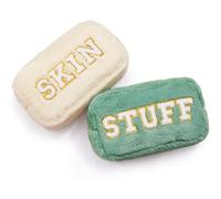 Chunful 2 trousse in ciniglia con lettere, per cosmetici, con cerniera, grandi, con toppa preppy, in finta pelliccia, per donne e ragazze, idea regalo, albicocca, verde, Design con lettere in ciniglia