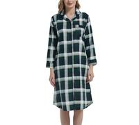 CHUNG Camicia da notte da donna in flanella di cotone spazzolato, camicia da notte lunga, comoda e spessa per l'inverno, L