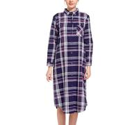 CHUNG Camicia da notte da donna in flanella di cotone spazzolato camicia da notte lunga indumenti da notte accogliente spessa inverno, Plaid viola 21, M