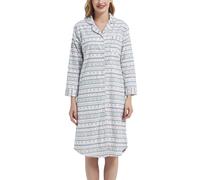 CHUNG Camicia da notte da donna in flanella di cotone spazzolato, camicia da notte lunga, intimo notturno accogliente e caldo per l'inverno, Fiocco di neve, L