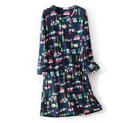 CHUNG Camicia da notte da donna, sopra il ginocchio, a maniche lunghe, girocollo, in cotone, con motivo carino, abbigliamento da casa per primavera estate, L