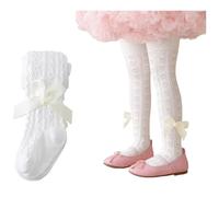 CHUNG Collant a rete sottile per neonati, con fiocco, 0-5 anni, per l'estate, 1 paio di fiocchi con perle bianche, 1-2 Years