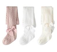 CHUNG Collant a rete sottile per neonati, con fiocco, 0-5 anni, per l'estate, 3 paia di fiocchi, 2-3 Years