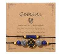 ChungLong0593 12 braccialetti con segno zodiacale per donne e uomini, 2 braccialetti con ciondoli in vetro curativo della costellazione regolabile, con pietra zodiacale, regalo con biglietto oroscopo