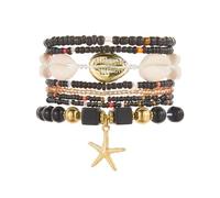 ChungLong0593 Set di braccialetti con perline impilabili da donna, braccialetti elasticizzati multistrato con conchiglie e stelle marine, vacanze estive, braccialetto bohémien, regalo per spiaggia