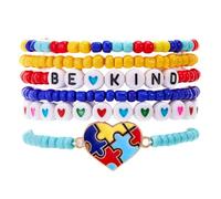ChungLong0593 Set di braccialetti per la consapevolezza dell'autismo, con ciondolo a forma di puzzle e parole ispiratrici, misura regolabile, gioielli per donne, One Size, Acrilico, Non pietra