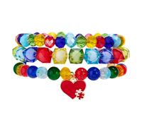 ChungLong0593 Set di braccialetti per la consapevolezza dell'autismo, con ciondolo a forma di puzzle e parole ispiratrici, misura regolabile, gioielli per donne, One Size, Acrilico, Non pietra