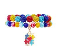 ChungLong0593 Set di braccialetti per la consapevolezza dell'autismo, con ciondolo a forma di puzzle e parole ispiratrici, misura regolabile, gioielli per donne, One Size, Acrilico, Non pietra