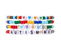 ChungLong0593 Set di braccialetti per la consapevolezza dell'autismo, con ciondolo a forma di puzzle e parole ispiratrici, misura regolabile, gioielli per donne, One Size, Acrilico, Non pietra