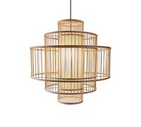 CHUNGYANG Lampada A Sospensione A Lanterna di bambù Lampada A Sospensione A Vite E27 A Luce Singola in Rattan Lampada A Sospensione Decorativa Giapponese da Soffitto Lampadario Intrecciato con Cavo