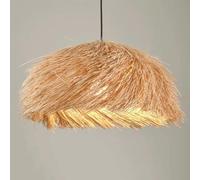 CHUNGYANG Lampada A Sospensione Regolabile In Altezza, Stile Rustico, Ideale Per Isola Cucina. Paralume In Bambù E Rattan Intrecciato A Mano. Apparecchio Di Illuminazione Decorativo In Stile Pastorale