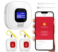 ChunHee Tuya WiFi Smart campanello di emergenza per anziani pazienti anziani disabili, 1 pulsante di emergenza SOS 1 ricevitore (2 pulsanti + 1 ricevitore (plug in)