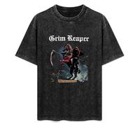 CHUNJI Grim Reaper See You in Hell Heavy Metal Band Mens Unisex T-Shirt Graphic Print Top Black Tee M