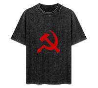 CHUNJI Hammer und Sichel Sowjetunion Kommunismus Russland Rot Star Mens Unisex T-Shirt Graphic Print Top Black Tee L