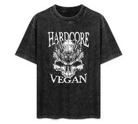 CHUNJI Hardcore Vegan Premium Mens Unisex T-Shirt Graphic Print Top Black Tee L