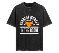 CHUNJI Hardest Worker in The Room Mens Unisex T-Shirt Graphic Print Top Black Tee M