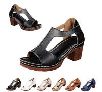 Chunky Heel Sandals for Women Platform Wedges Open Toe Wedges Heels Dressy Summer Comfortable Platform Sandals Ankle Strap Low Heels Casual Hollow Out Shoes Work Sandal for Women Office (Black,37)