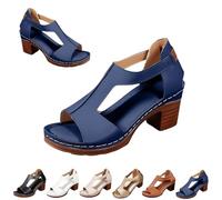 Chunky Heel Sandals for Women Platform Wedges Open Toe Wedges Heels Dressy Summer Comfortable Platform Sandals Ankle Strap Low Heels Casual Hollow Out Shoes Work Sandal for Women Office (Blue,40)