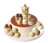 CHUNLINLAODA 16 Pezzi Decorazione torta orso bruno, topper per torta orso, topper per torta con palline bruno, orso cake topper per la decorazione della torta di compleanno babyshower (A)